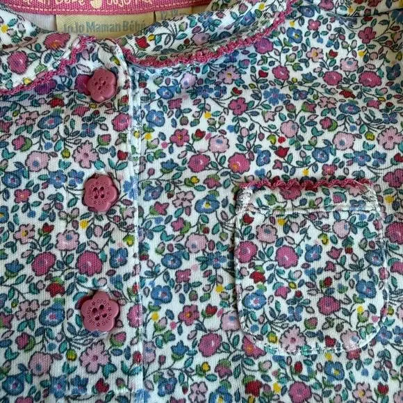 Jojo Maman Bebe Pink Summer Ditsy Floral Polo Shirt Girls Baby 12-18 Months - Picture 5 of 10